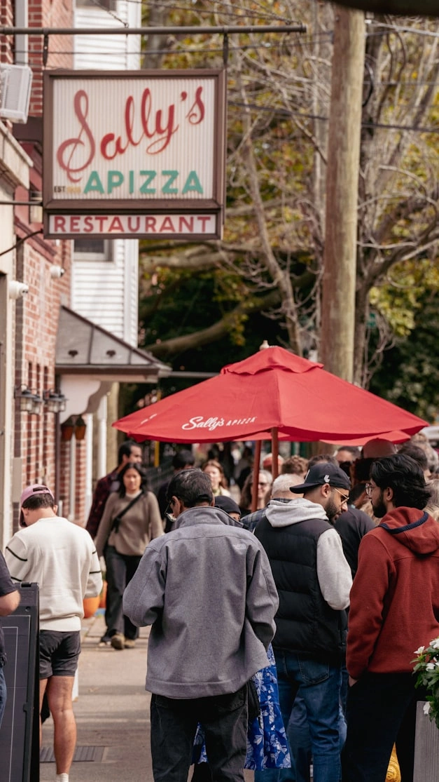peoples crowd at Sally's Apizza New Haven USA